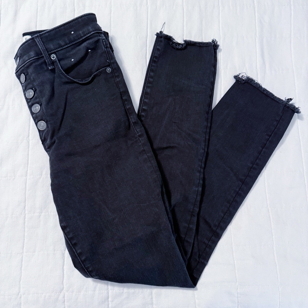 Abercrombie and Fitch Super Skinny Ankle Mid Rise Distressed Jeans Women's 27/4R